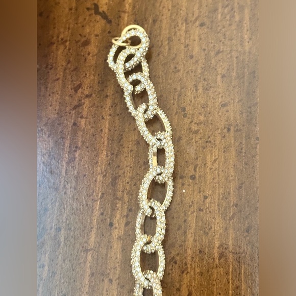 J Crew gold and crystal chain link bracelet - Picture 5 of 8